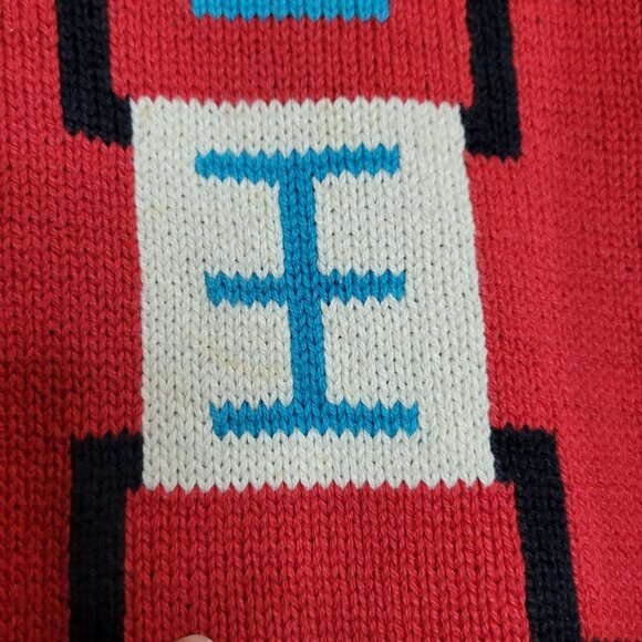 Vintage Red Southwestern Style Sweater L By Heirlooms Aztec Pattern USA - Picture 5 of 9